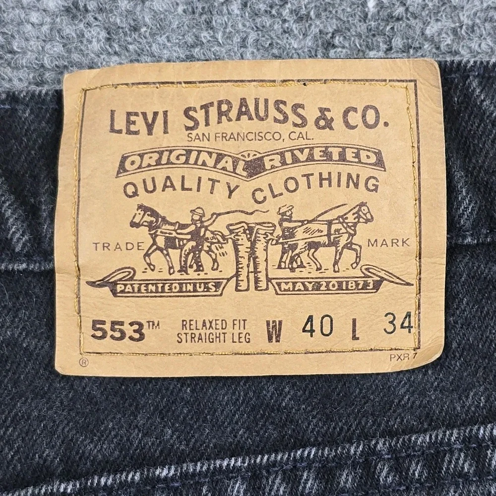 Vintage Levi's 553 White Tab Jeans Mens‎ 40x34 38x34 Black 1997 USA Made Y2K 90s